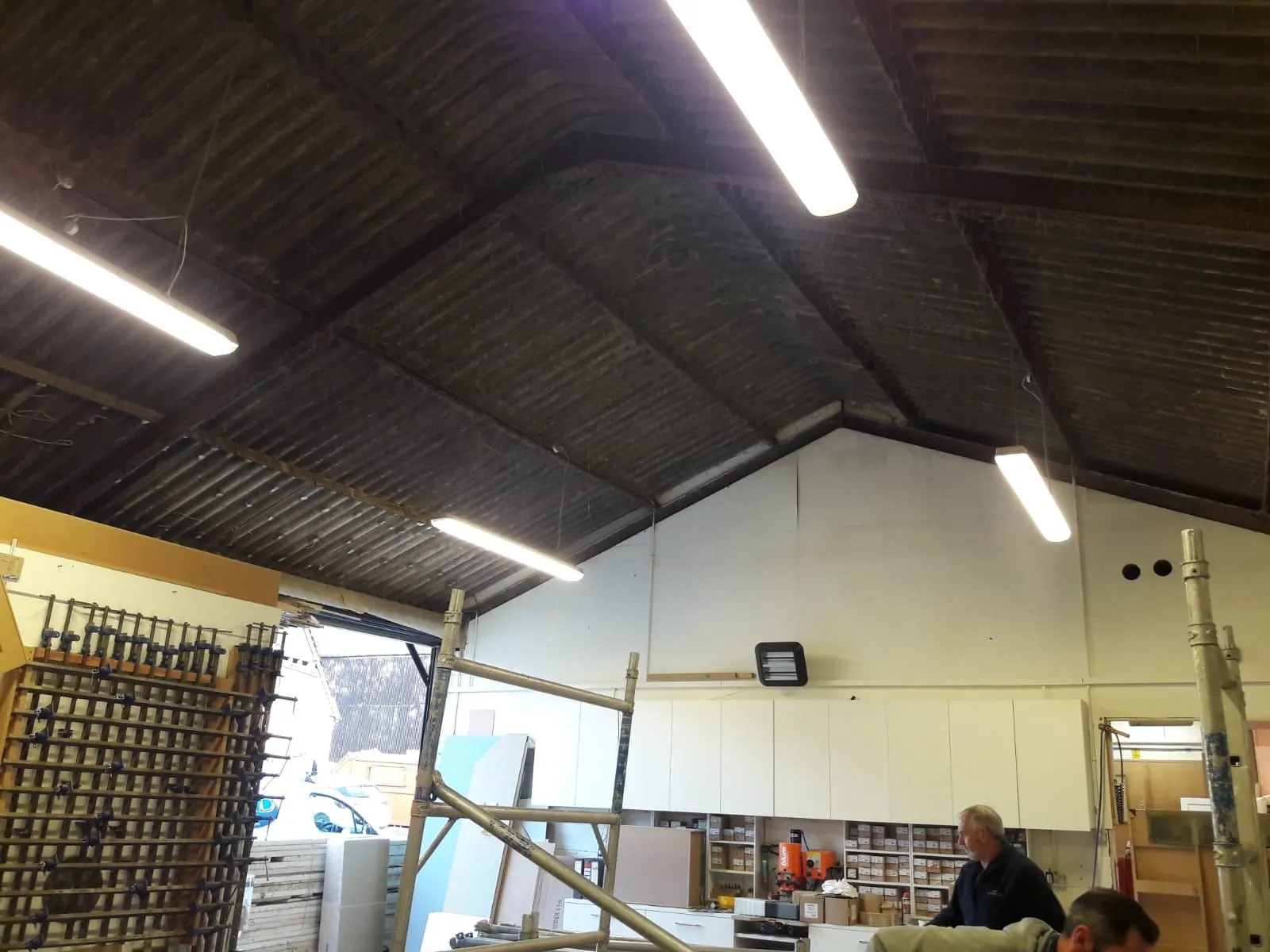 Dwayne Edwards Kitchens showroom ceiling before work by CMD Ceilings Ltd