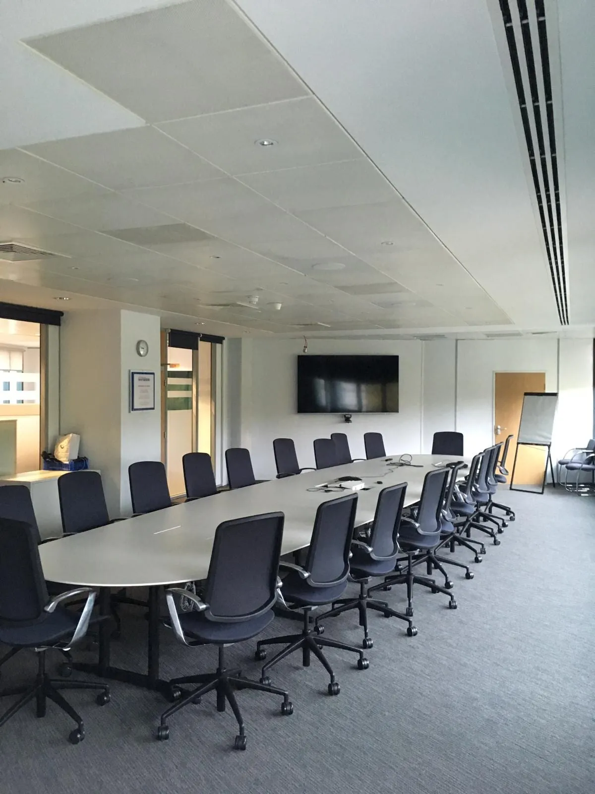 Whitbread head office meeting room before work by CMD Ceilings Ltd